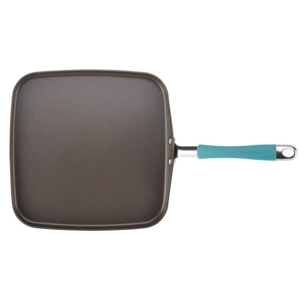 Rachael Ray Cucina 11 in. Hard-Anodized Aluminum Nonstick Griddle in Agave Blue and Gray