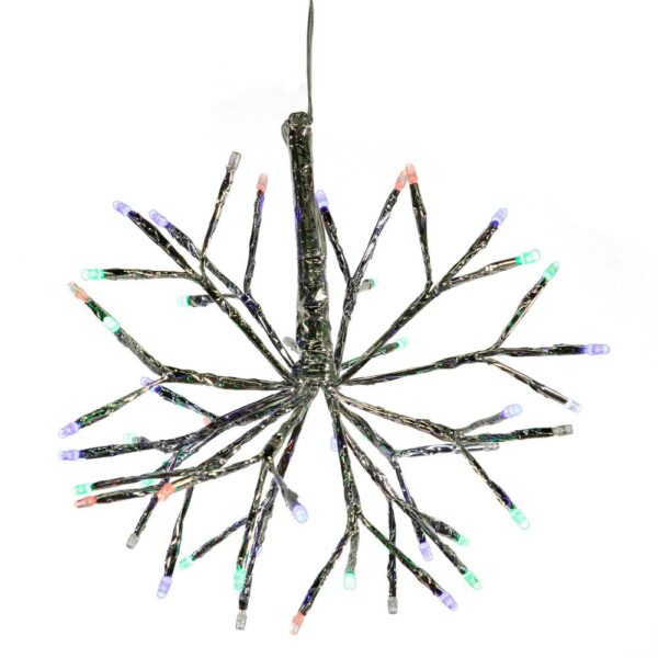 Alpine Corporation 10 in. Tall Christmas Snowflake Ornament with Multi-Color LED Lights, Multi-Colored