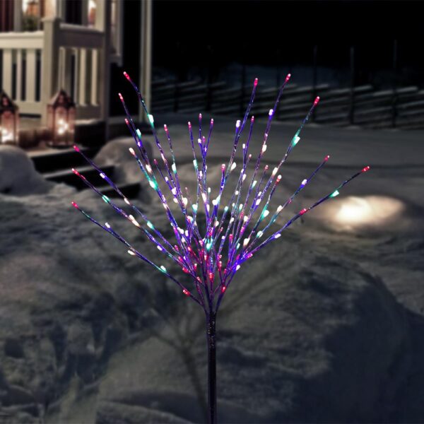 Alpine Corporation 39 in. Tall Silver Metallic Foil Tree with Multicolor LED Lights