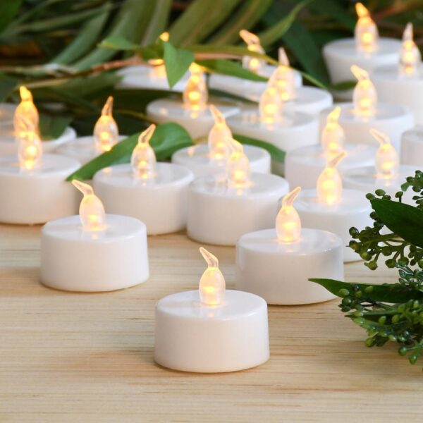 LUMABASE Battery Operated Amber LED Tea Lights - Value Pack (24-Count)