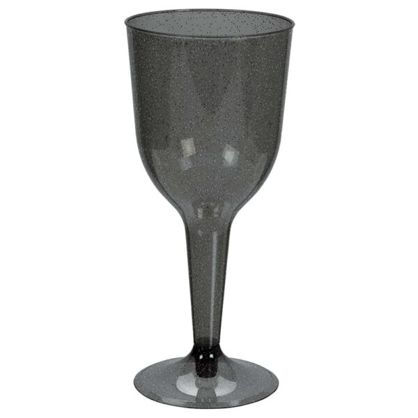 Amscan 3 in. x 6.75 in. 10 oz. Silver Glitter Plastic Halloween Wine Glasses