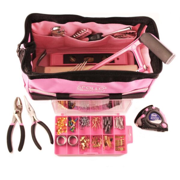 Apollo Home Tool Kit in Soft-Sided Tool Bag, Pink (201-Piece)