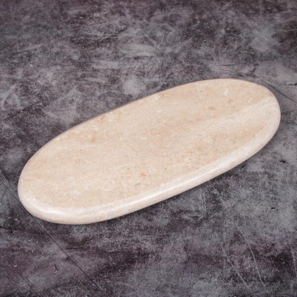 Creative Home 6 in. L x 14 in. W Natural Champagne Marble Oval Shaped Serving Tray Cheese Serving Board Pastry Board
