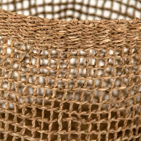 Zentique Cylindrical Sparsely Hand Woven Seagrass Medium Basket with Handles