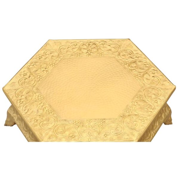 Benzara Hexagonal 14 in. Gold Metal Wedding Cake Stand