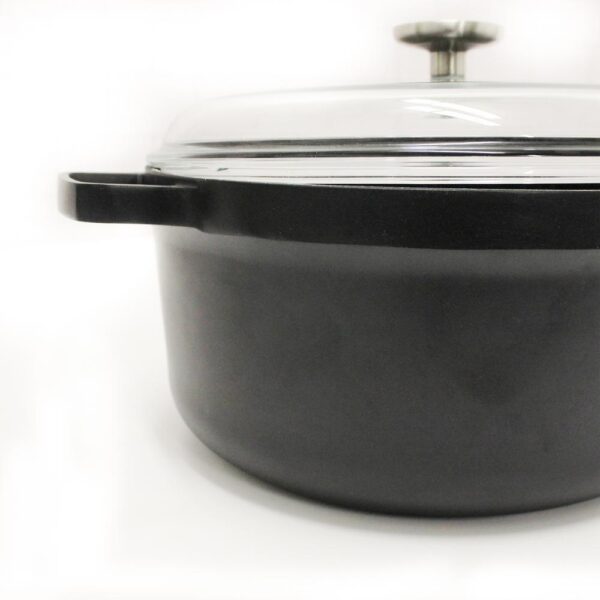 BergHOFF GEM 7.7 qt. Cast Aluminum Nonstick Stock Pot in Black with Glass Lid