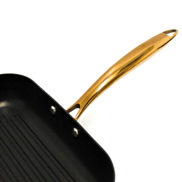 BergHOFF Ouro 11.7 in. Hard-Anodized Aluminum Nonstick Grill Pan in Black and Rose Gold