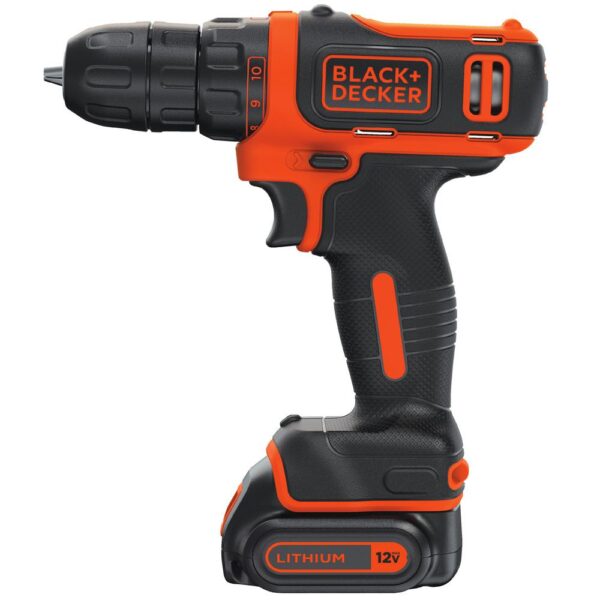 BLACK+DECKER 12-Volt MAX Lithium-Ion Cordless 3/8 in. Drill with Battery 1.5Ah and Charger