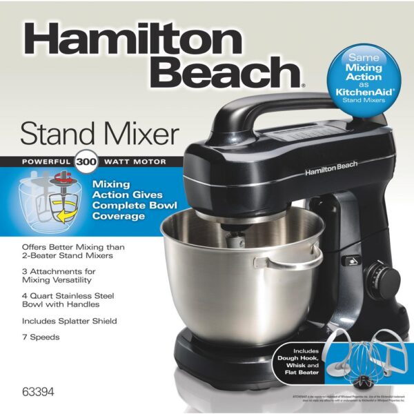 Hamilton Beach 4 Qt. 7-Speed Black Stand Mixer