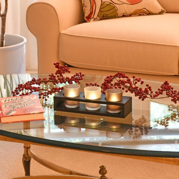 LUMABASE Trio Candle Tray with 3 Glass Votives