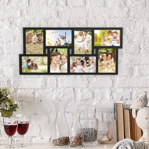 Lavish Home 8-Opening 4 in. x 6 in. Black Picture Frame Collage