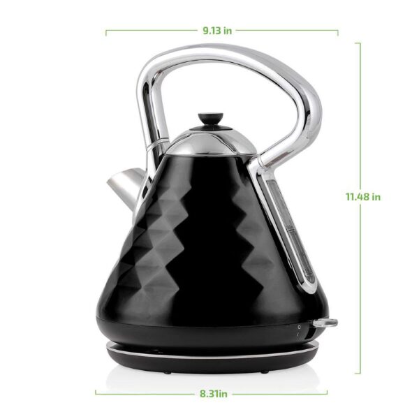 Ovente 7.1-Cup Black Electric Kettle with Boil-Dry Protection and Auto Shut-Off, Cleo Collection (KS755B)