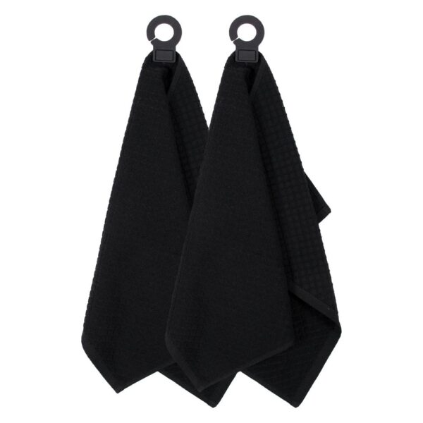 RITZ Hook and Hang Black Woven Cotton Kitchen Towel (Set of 2)