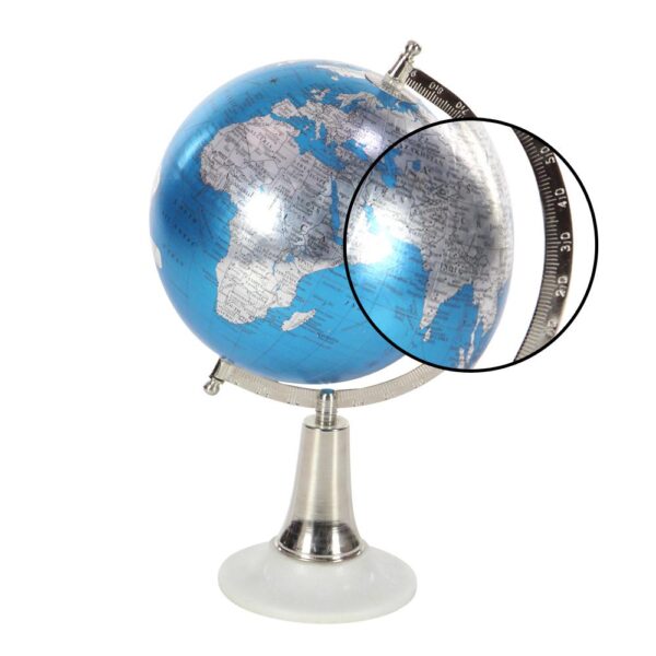 LITTON LANE 15 in. x 8 in. Modern Decorative Globe in Blue and Silver