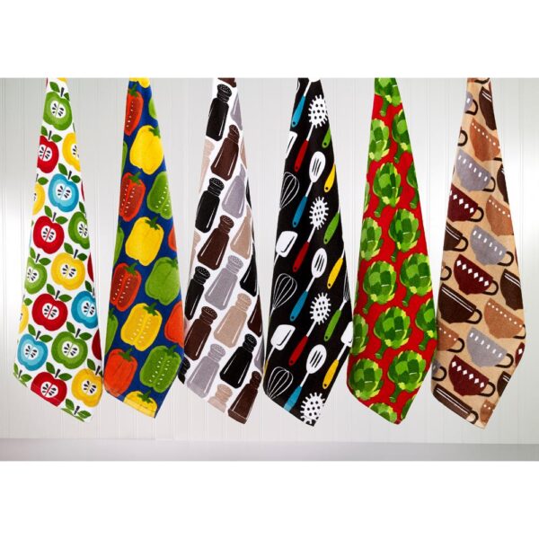 RITZ T-fal Multicolor Peppers Cotton Fiber Reactive Print and Solid Kitchen Dish Towel (Set of 4)