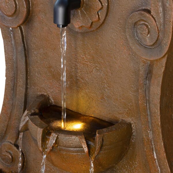 Alpine Corporation Wall Tiering Fountain with LED Lights