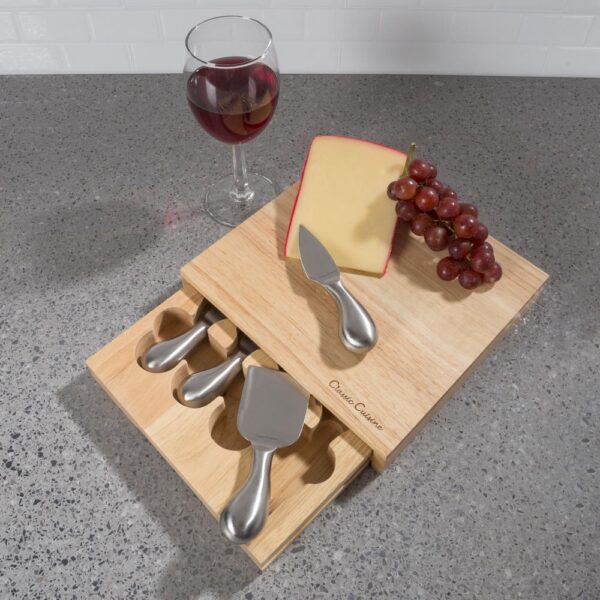 Classic Cuisine 5-Piece Wooden Cheese Board with Stainless Steel Tools