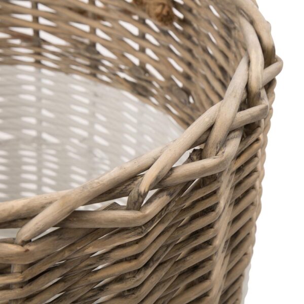 Glitzhome Natural/White Round Wicker Baskets (Set of 3)