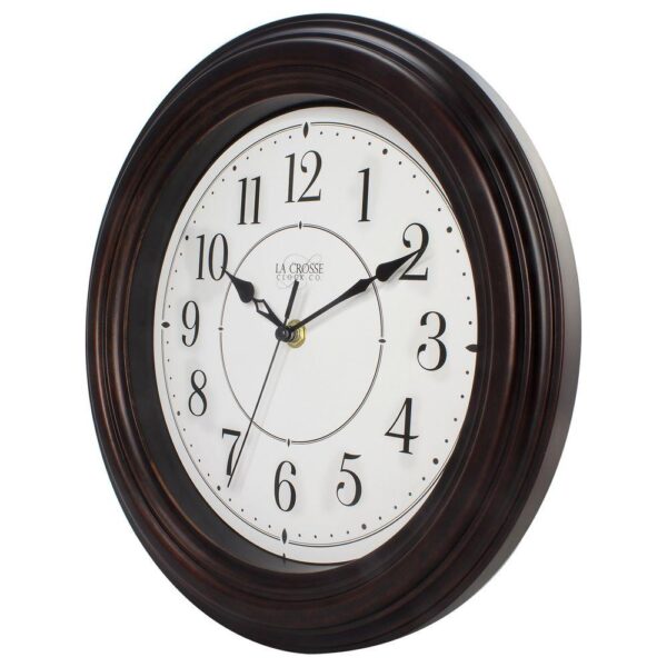 La Crosse Technology 12 in. H Round Brown Plastic Wall Clock with Silent Movement
