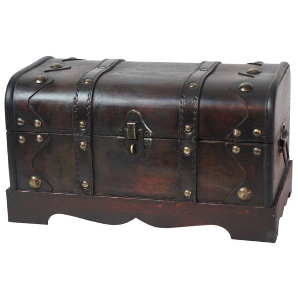 Vintiquewise 12 in. x 6.8 in. x 6.8 in. Wooden Small Pirate Style Treasure Chest