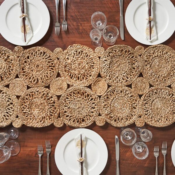 LR Resources Natural Jute Rectangle 1 ft. 4 in. x 6 ft. 8 in. Indoor Natural Table Runner