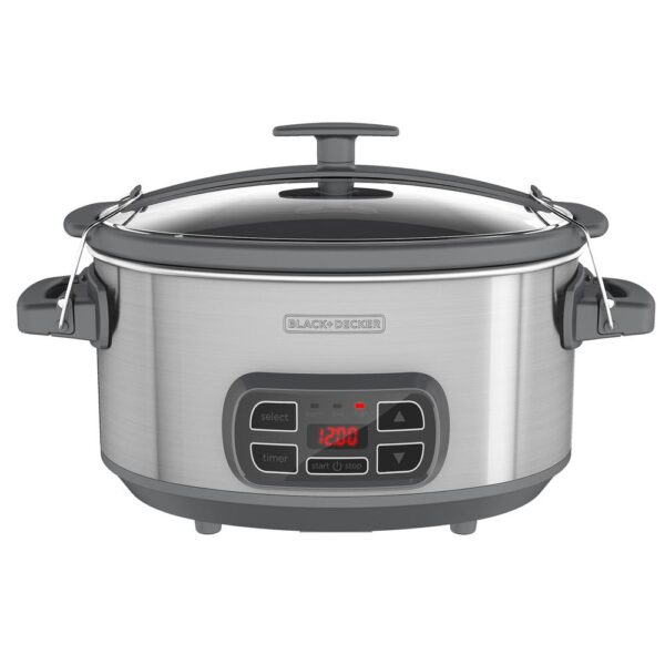 BLACK+DECKER 7 Qt. Brushed Stainless Steel Programmable Slow Cooker