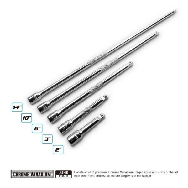 Capri Tools 1/4 in. Drive 2, 3, 6, 10, 14 in. Wobble Extension Bar Set (5-Piece)