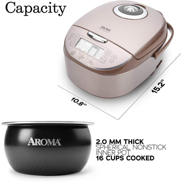 AROMA 4 Qt. Champagne Electric Multi-Cooker with Ceramic Pot