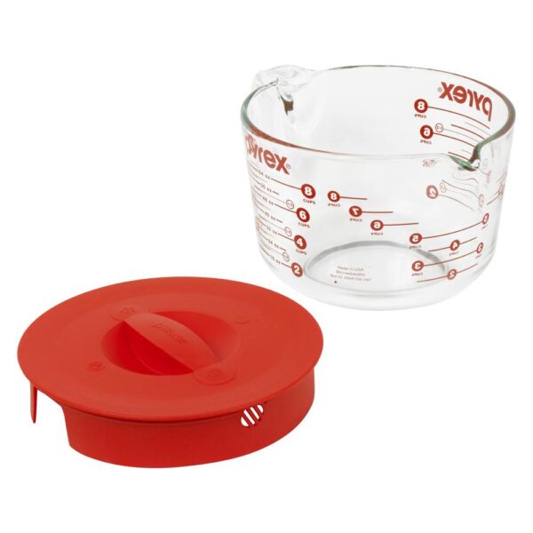 Pyrex 8 Cup Glass Measuring Cup with Red Lid
