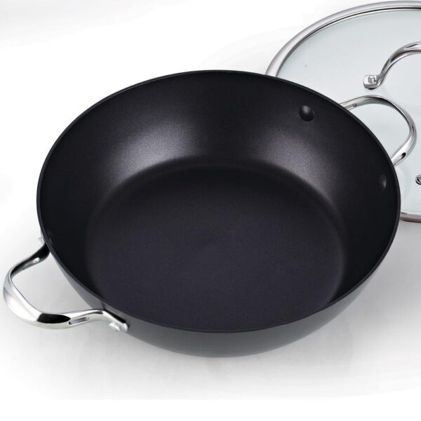 Cooks Standard 5 qt. Hard-Anodized Aluminum Nonstick Saute Pan in Black with Glass Lid
