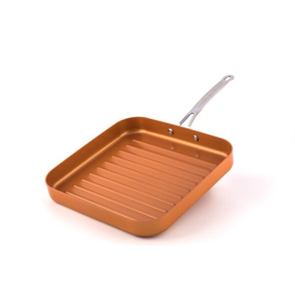 MasterPan Original Copper Pan 11 in. Aluminum Nonstick Grill Pan in Copper