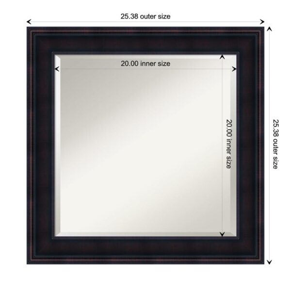 Amanti Art Annatto 25 in. W x 25 in. H Framed Square Beveled Edge Bathroom Vanity Mirror in Dark Brown Mahogany