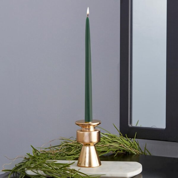 ROOT CANDLES 12 in. Dipped Taper Dark Green Dinner Candle (Box of 12)