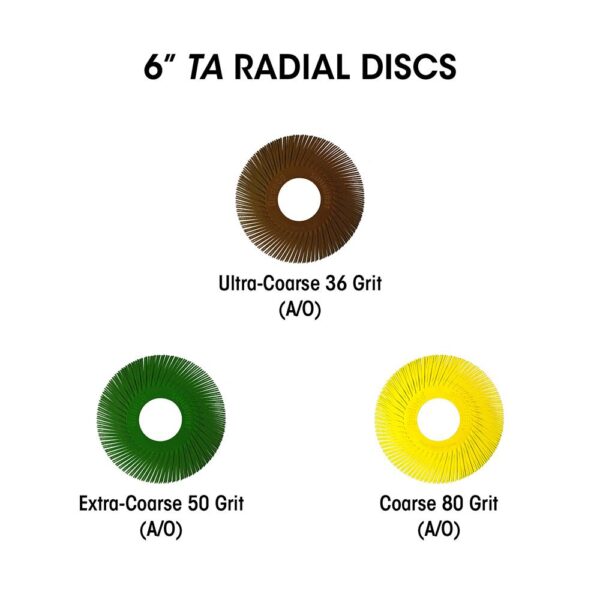 Dedeco Sunburst - 6 in. TC Radial Discs - 1/2 in. Arbor - Thermoplastic Cleaning and Polishing Tool, Fine 400-Grit (1-Pack)