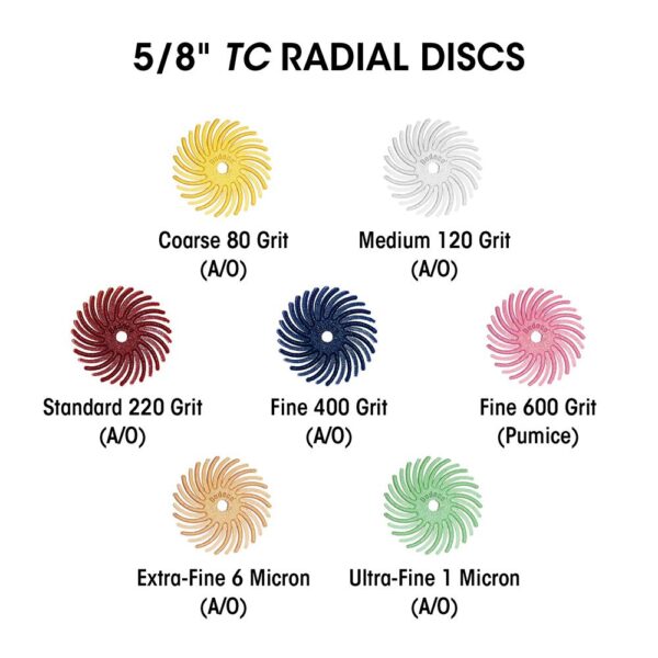 Dedeco Sunburst - 8 in. TS Radial Discs - 1 in. Arbor - Thermoplastic Cleaning and Polishing Tool, Medium 120-Grit (70-Pack)