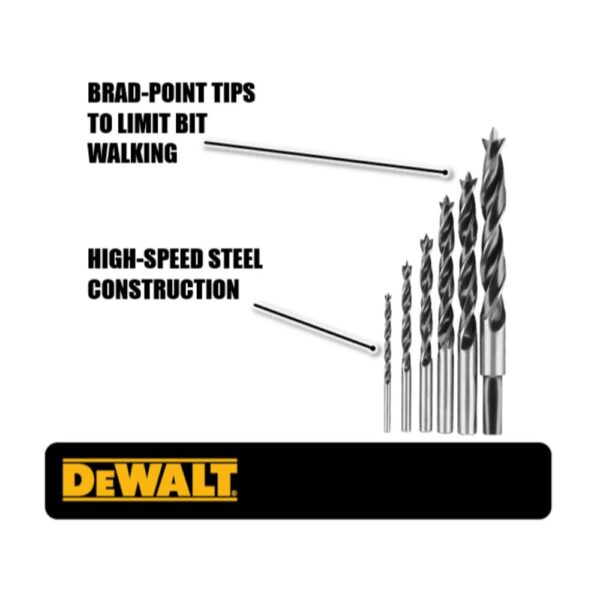 DEWALT High Speed Steel Brad-Point Drill Bit Set (6-Piece)