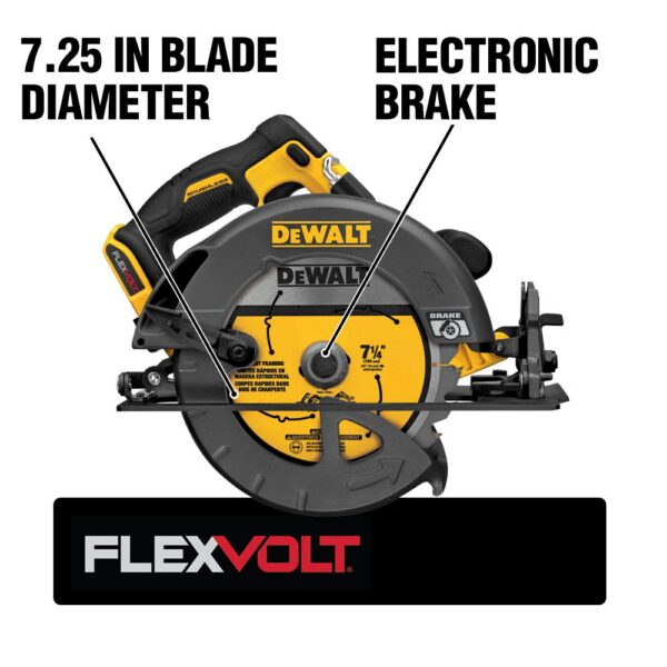 DEWALT FLEXVOLT 60-Volt MAX Cordless Brushless 7-1/4 in. Circular Saw, (2) FLEXVOLT 6.0Ah Batteries & Reciprocating Saw