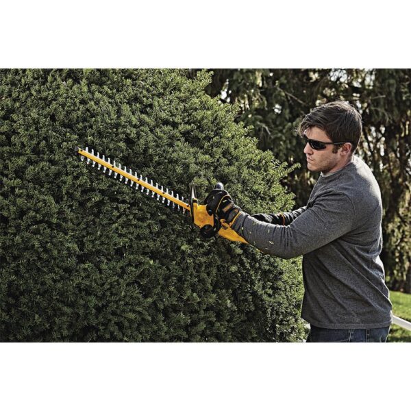 DEWALT 22 in. 20V MAX Lithium-Ion Cordless Hedge Trimmer with (1) 5.0Ah Battery, Charger and Bonus Handheld Leaf Blower