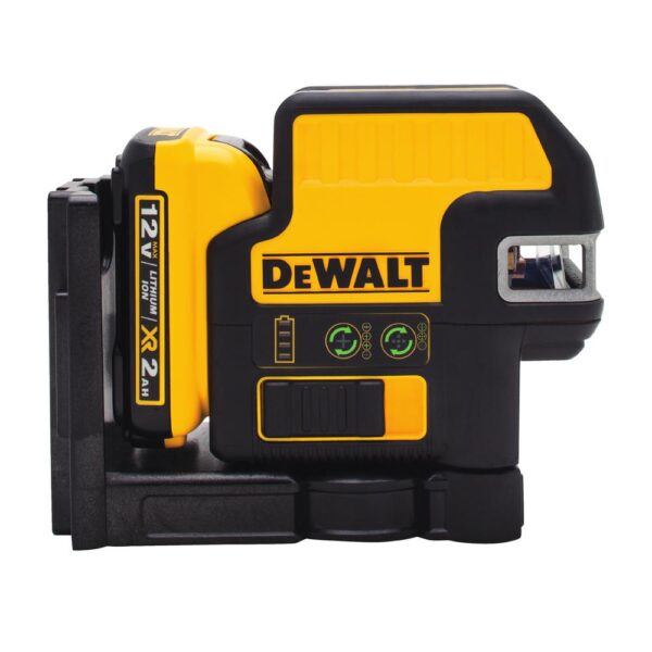 DEWALT 12-Volt MAX Lithium-Ion 100 ft. Green Self-Leveling 5-Spot & Cross Line Laser with Battery 2Ah, Charger, & TSTAK Case