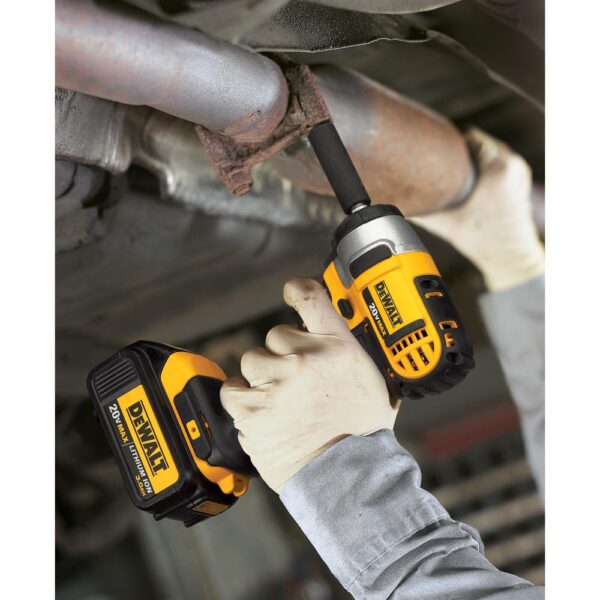 DEWALT 20-Volt MAX XR 1 in. SDS Plus L-Shape Rotary Hammer w/ Extractor, (2) 20-Volt 5.0Ah Batteries & 3/8 in. Impact Wrench