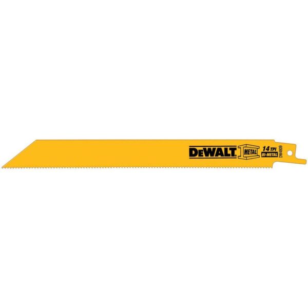 DEWALT 8 in. 14 Teeth per in. Straight Back Bi-Metal Reciprocating Saw Blade (5-Pack)