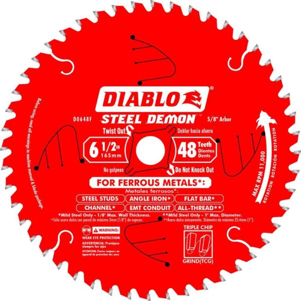 DIABLO 6-1/2 in. x 48-Tooth Steel Demon Ferrous Metal Cutting Saw Blade
