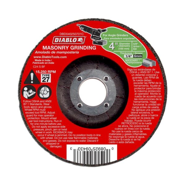 DIABLO 4 in. x 1/4 in. x 5/8 in. Masonry Grinding Disc with Depressed Center (10-Pack)