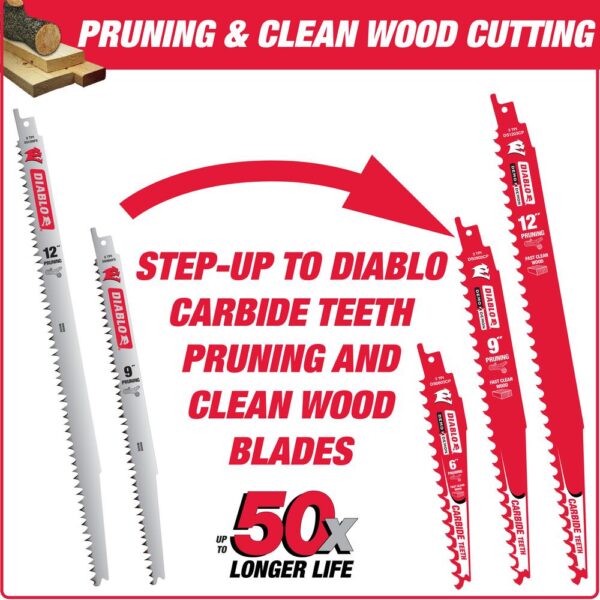 DIABLO 9 in. 5  TPI  Fleam Ground/Pruning Reciprocating Saw Blade