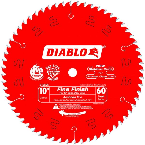 DIABLO 10 in. x 60-Tooth Fine Finish Slide Miter Saw Blade