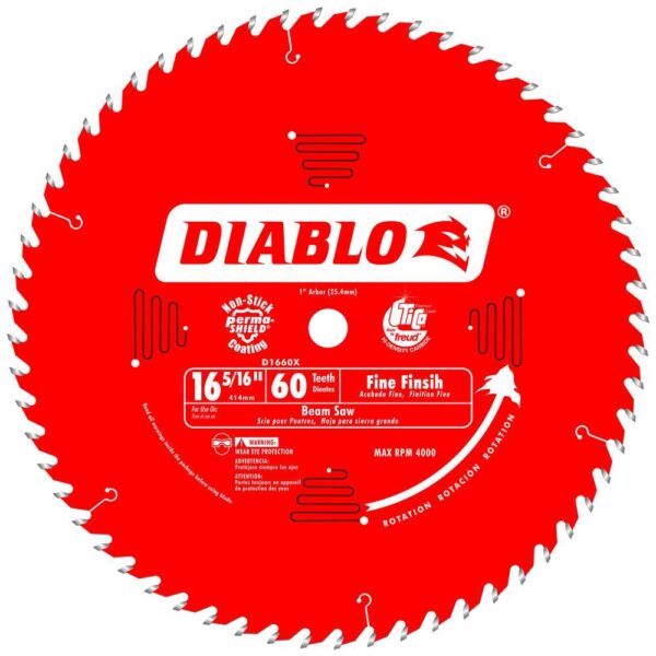 DIABLO 16-5/16 in. x 60-Tooth x 1 in. Arbor Fine Finish Saw Blade for Beam Saws