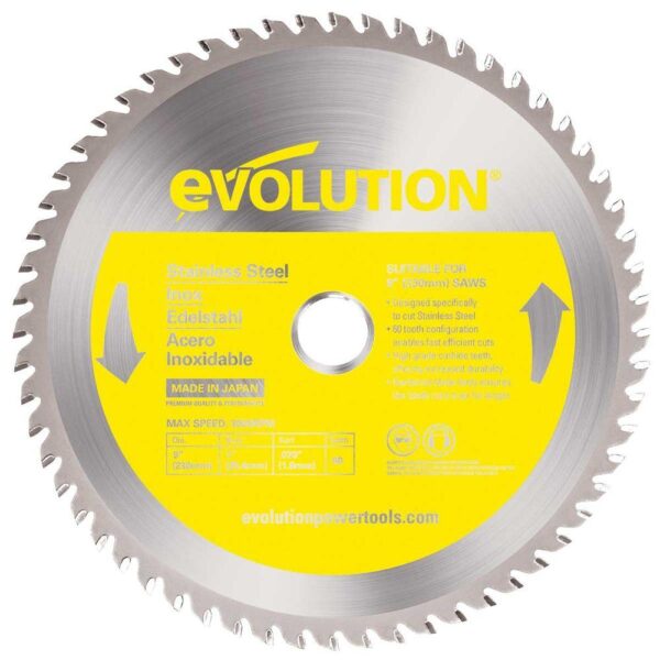 Evolution Power Tools 9 in. 60-Teeth Stainless-Steel Cutting Saw Blade