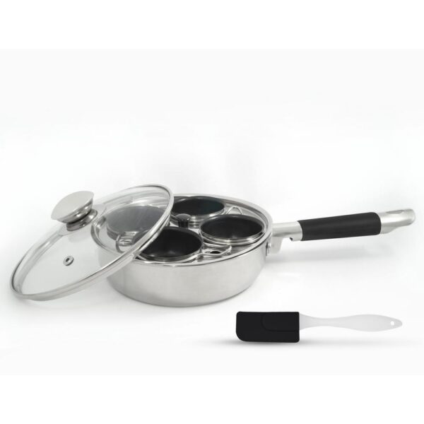 ExcelSteel 4-Cup 18/10 Stainless Egg Poacher with Silicone Grip