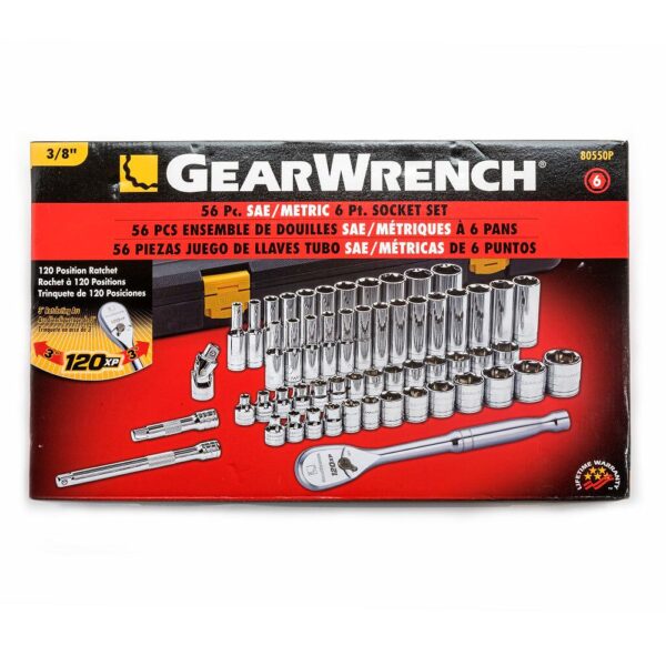 GEARWRENCH 3/8 in. 120XP SAE/Metric Standard and Deep Mechanics Tool Set (56 PC.)