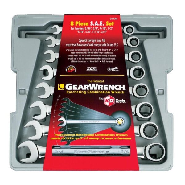 GEARWRENCH 12-Point SAE Ratcheting Combination Wrench Set (8-Piece)